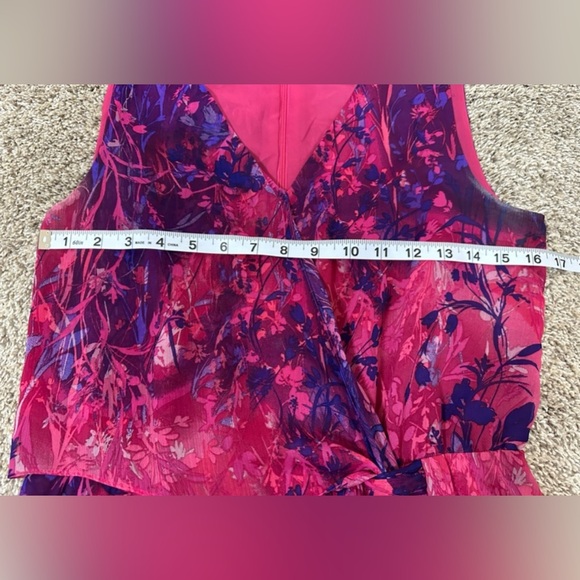 Coldwater Creek women’s pink and purple faux wrap Midi Sleeveless dress size 8 - Picture 8 of 9